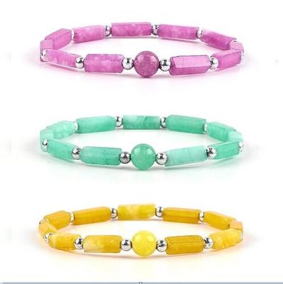 গুণ  3mm/8mm/13mm Rectangle Bead Healing Energy Crystal Gemstone Bracelet কারখানা