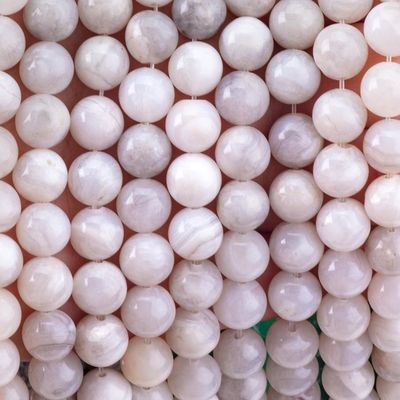 8 মিমি হোয়াইট পাগল দাড়ি Agate লস মণির OEM ODM জন্য DIY কারুশিল্প
