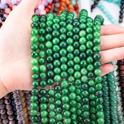 প্রাকৃতিক ক্রিস্টাল গাঢ় সবুজ Jadeite 8MM বৃত্তাকার আলগা মণির রত্ন মণির জন্য DIY জুয়েলারী তৈরি