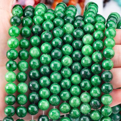 প্রাকৃতিক ক্রিস্টাল গাঢ় সবুজ Jadeite 8MM বৃত্তাকার আলগা মণির রত্ন মণির জন্য DIY জুয়েলারী তৈরি