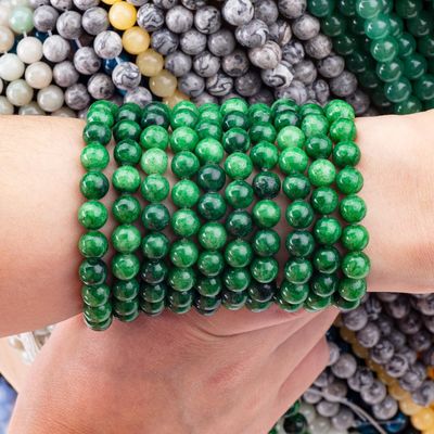 প্রাকৃতিক ক্রিস্টাল গাঢ় সবুজ Jadeite 8MM বৃত্তাকার আলগা মণির রত্ন মণির জন্য DIY জুয়েলারী তৈরি