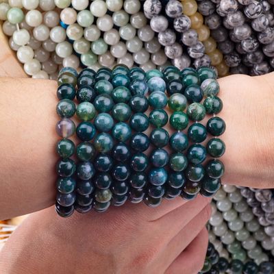 রাউন্ড মোস Agate Bead 4 মিমি রত্ন পাথর Beads জন্য DIY জুয়েলারী তৈরীর