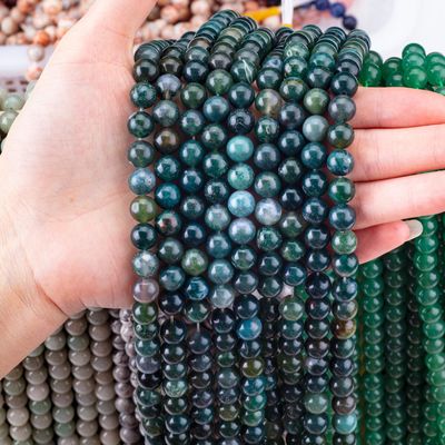 রাউন্ড মোস Agate Bead 4 মিমি রত্ন পাথর Beads জন্য DIY জুয়েলারী তৈরীর