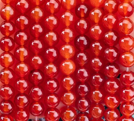 পার্টি জুয়েলারী জন্য লাল Agate 8mm প্রাকৃতিক Carnelian রত্নপাথর বৃত্তাকার মণির