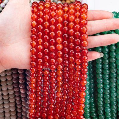 পার্টি জুয়েলারী জন্য লাল Agate 8mm প্রাকৃতিক Carnelian রত্নপাথর বৃত্তাকার মণির