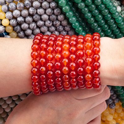 পার্টি জুয়েলারী জন্য লাল Agate 8mm প্রাকৃতিক Carnelian রত্নপাথর বৃত্তাকার মণির