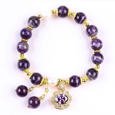 10mm Bead Dream Amethyst Stone Stretch Bracelets With Purple Bling Bling Charm. 10 মিমি মণির স্বপ্নের অমেথিস্ট স্টোন স্ট্রেচ আঙুলগুলি বেগুনি ব্লিং ব্লিং চার্মের সাথে