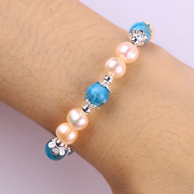 নীল Apatite Bead পাথর গোলাপী মিষ্টি জল পার্ল আঙ্গুল OEM ODM