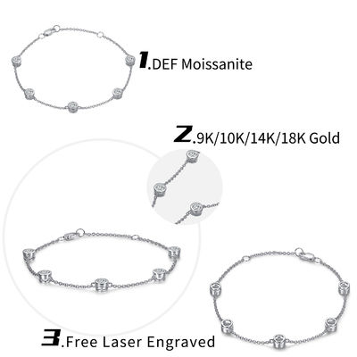 স্পার্কলিং উচ্চ 925 স্টার্লিং সিলভার Moissanite ডায়মন্ড ব্রেসলেট নারী