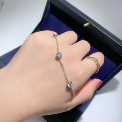 স্পার্কলিং উচ্চ 925 স্টার্লিং সিলভার Moissanite ডায়মন্ড ব্রেসলেট নারী