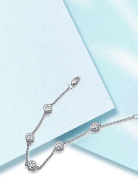 স্পার্কলিং উচ্চ 925 স্টার্লিং সিলভার Moissanite ডায়মন্ড ব্রেসলেট নারী