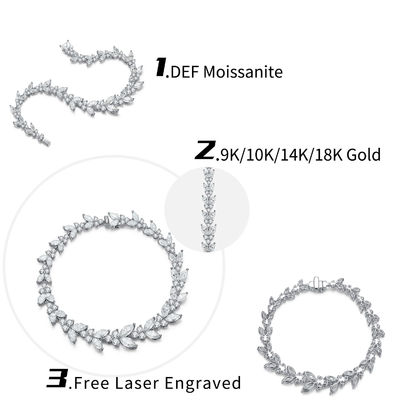 18K সোনার গম কান Moissanite টেনিস ব্রেসলেট জন্য প্রবৃত্তি
