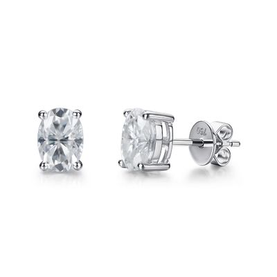 18k সোনার Moissanite ডায়মন্ড ওভাল কানের দুল স্টাডস উপহার
