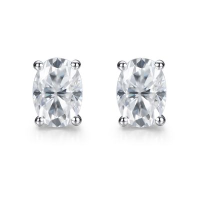 18k সোনার Moissanite ডায়মন্ড ওভাল কানের দুল স্টাডস উপহার