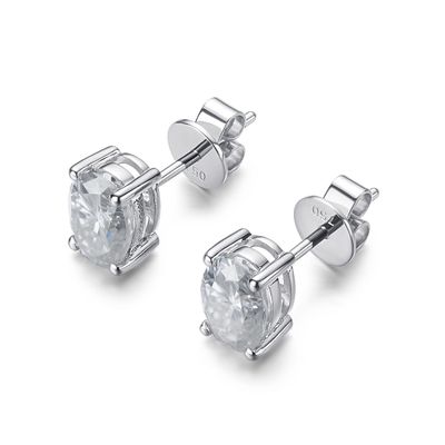 18k সোনার Moissanite ডায়মন্ড ওভাল কানের দুল স্টাডস উপহার