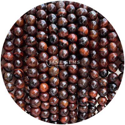পাইকারি প্রাকৃতিক পাথর বৃত্তাকার লস মণির 8 মিমি টাইগার চোখ লস মণির গোলাপী লাল টাইগার চোখ বৃত্তাকার মণির জুয়েলারী জন্য স্পেসার