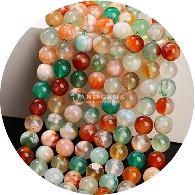 প্রাকৃতিক গোলাকার মসৃণ মিশ্রণ Agate Loose Beads Strand For DIY Jewelry & Crafts Makin