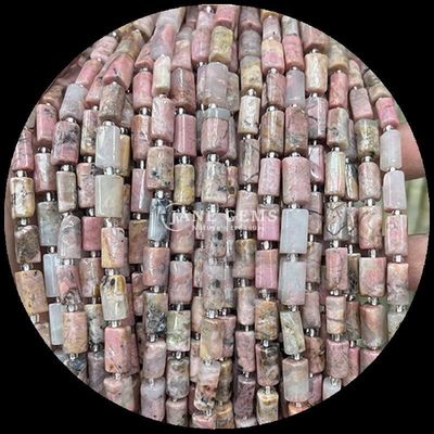 রত্ন পাথর প্রাকৃতিক স্ফটিক Apatite Rhodonite রত্নপাথর মুখোমুখি সিলিন্ডার আকৃতি লস পাথর স্ট্র্যান্ড জুয়েলারী তৈরির জন্য
