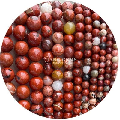 হস্তনির্মিত ক্রিস্টাল জুয়েলারী DIY কারুশিল্প বৃত্তাকার লাল জাসপার মণির জন্য ব্রেসলেট নেকলেস