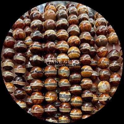 গোলাকার আকৃতির তিব্বতান অ্যাগেট মণির লস মণির স্ট্র্যান্ডস DIY জুয়েলারী তৈরির জন্য