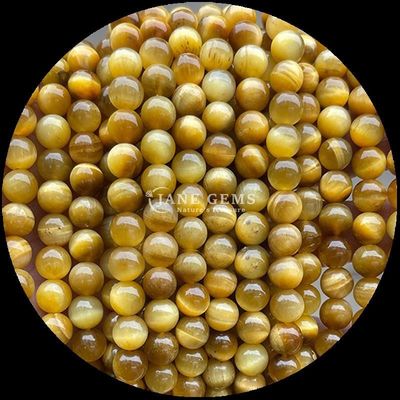 DIY জুয়েলারী তৈরি অপরিহার্য রত্ন মণিকণা 8 মিমি গোলাকার আকৃতি বাঘের চোখ লস মণিকণা স্ট্র্যান্ডস