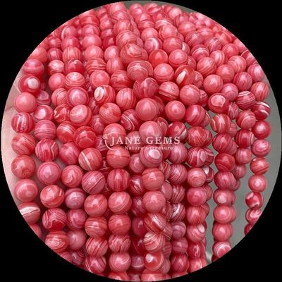 গোলাকার আকৃতির রত্ন মুক্তা প্রাকৃতিক রত্ন মুক্তা পোলিশ রোডোনাইট লস মুক্তা স্ট্র্যান্ডস সূক্ষ্ম গয়না সংগ্রহের জন্য
