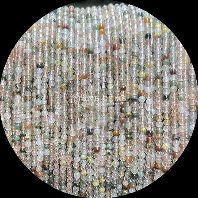 উচ্চতর কারুশিল্প এবং নকশার জন্য মাল্টিকালার রত্নপাথর পালিশ করা গোলাকার মিনি পুঁতি গার্ডেন কোয়ার্টজ মুনস্টোন